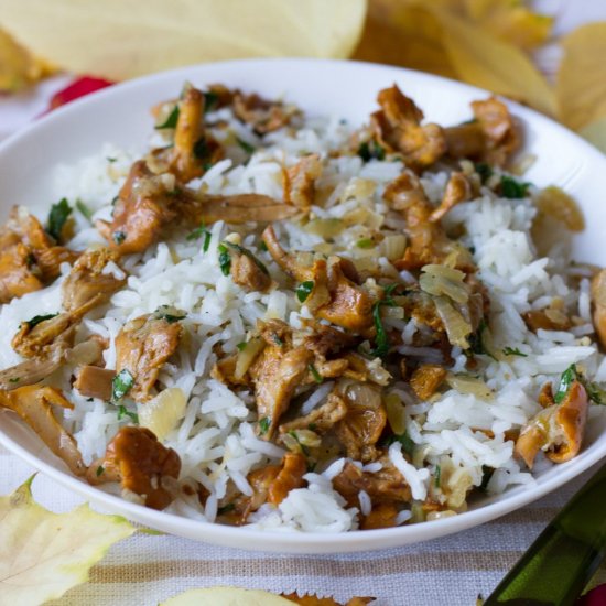 Rice with chanterelles