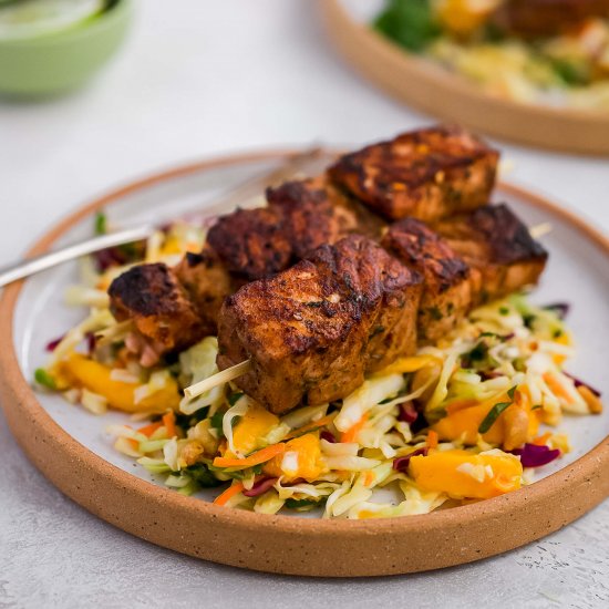 Jerk Salmon with Mango Slaw