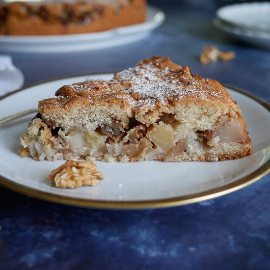 Romanian pear & walnut cake