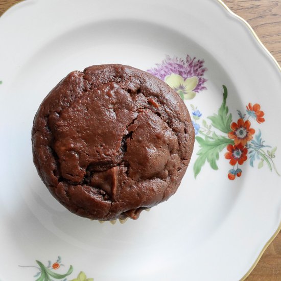 Choc muffins with ginger & pears