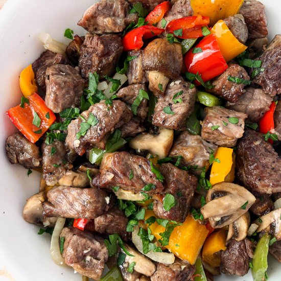 Steak Tips with Peppers