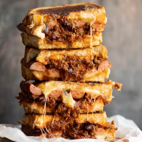 Chili Cheese Dog Grilled Cheese