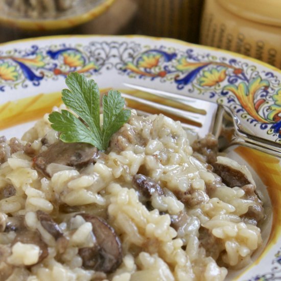 italian sausage & mushroom risotto