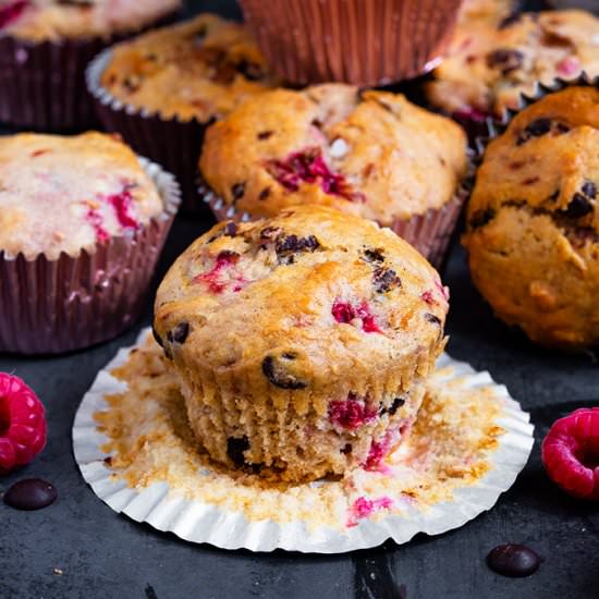 Raspberry Dark Chocolate Muffins