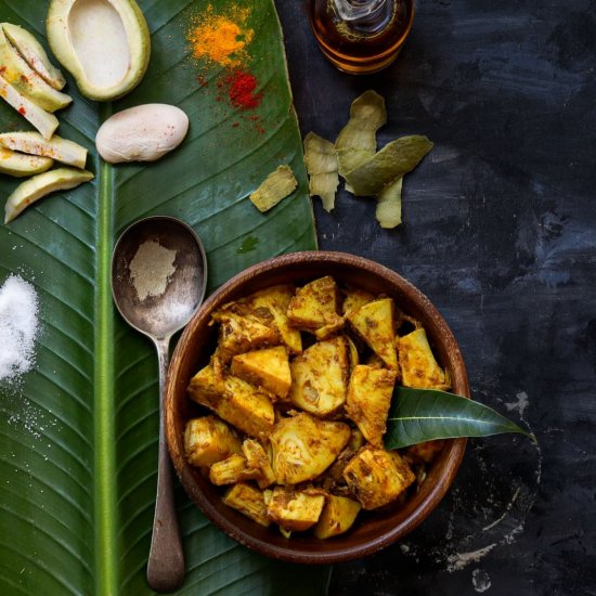 Raw Jackfruit with green mangoes