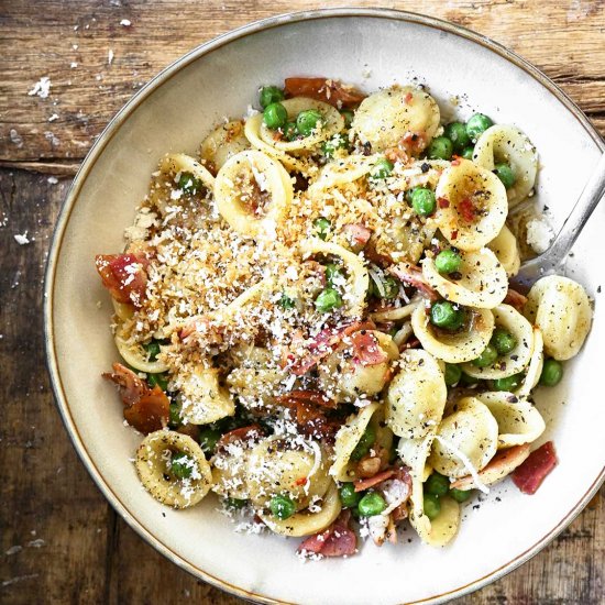 Orecchiette with Pancetta and Peas