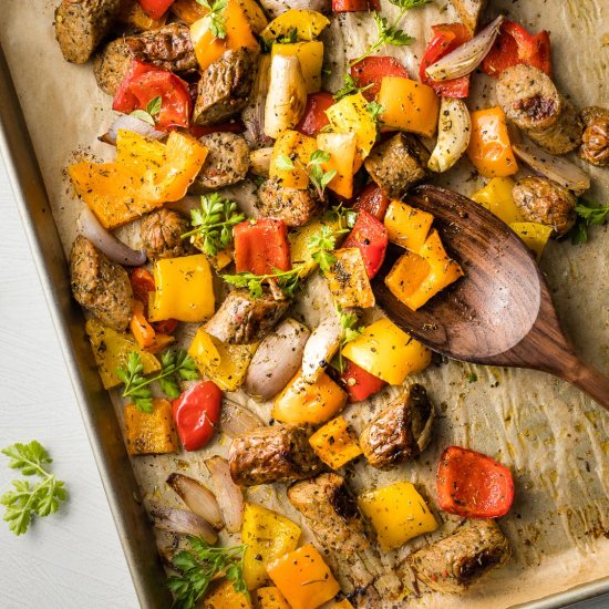 Sheet Pan Sausage & Peppers