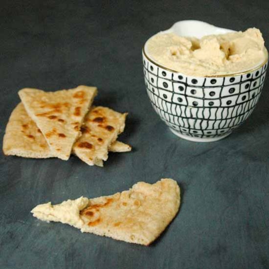 Easy Naan with Spicy Garlic Hummus