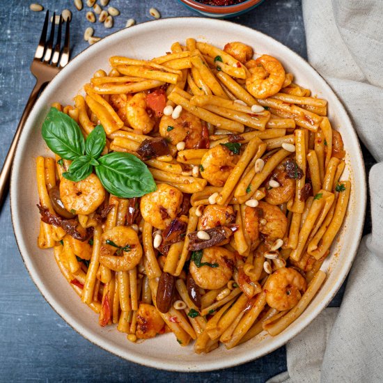 Harissa Pasta with Prawns