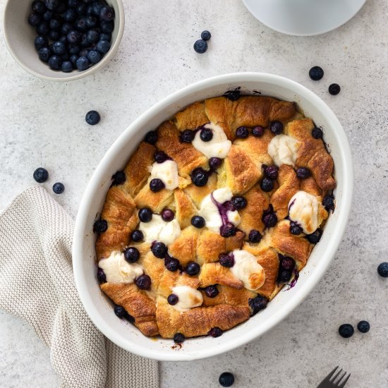 Vegan Blueberry Croissant Casserole