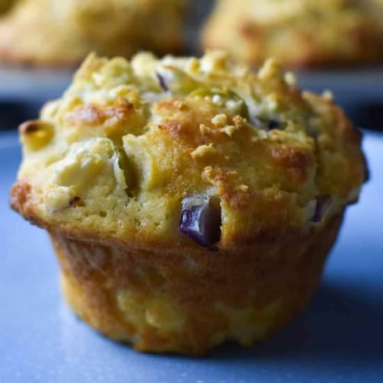 Feta Onion Mushroom Olive Muffins