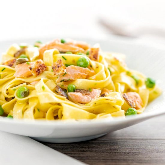 Salmon and Pea Pasta with Capers