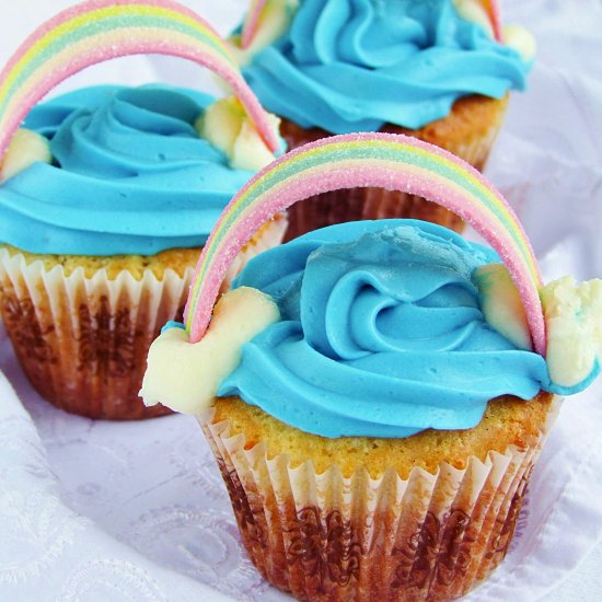 vanilla rainbow muffins