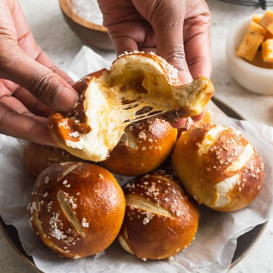 Cheese Stuffed Pretzel Buns