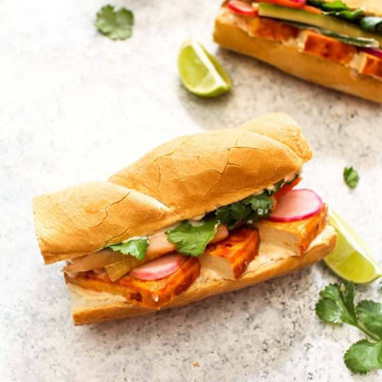 Vegan Spicy Sriracha Tofu Banh Mi