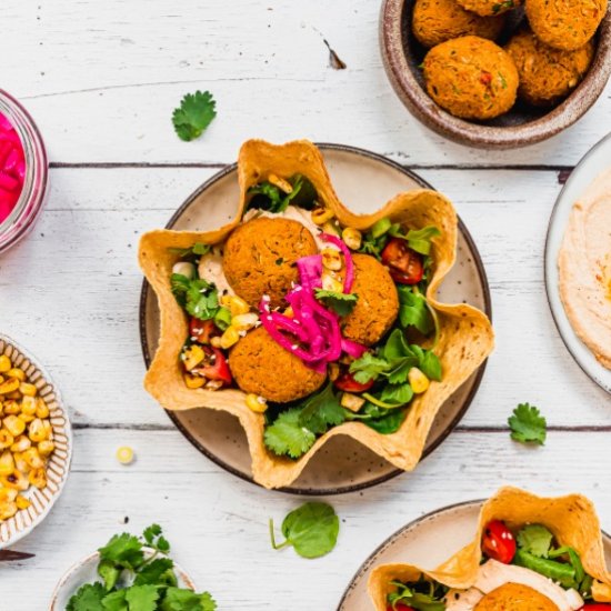 Falafel and Hummus Taco Bowls