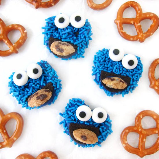 Cookie Monster Pretzels