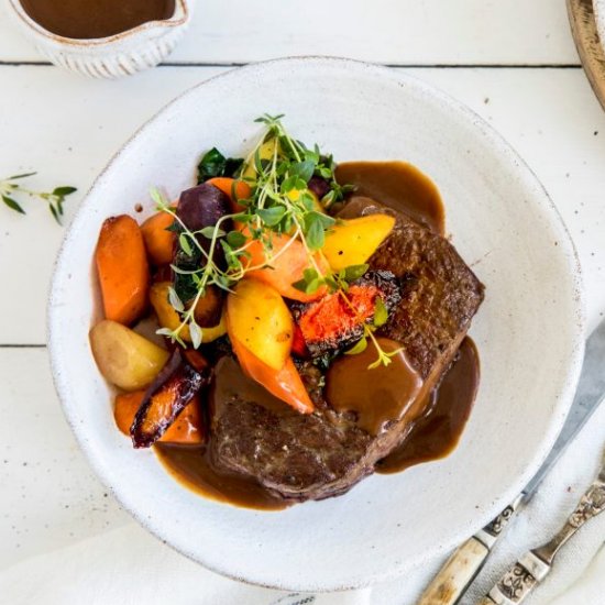 Steak with Red Wine Sauce