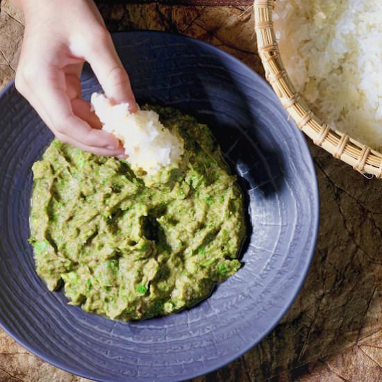 Smoky Eggplant Dip & Sticky Rice