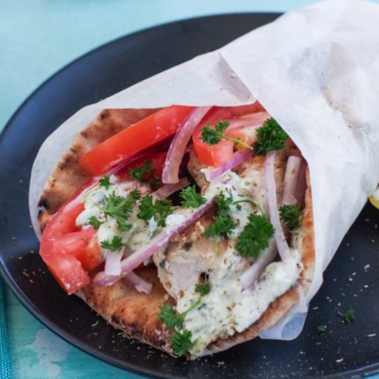 Greek Chicken Souvlaki Wrap