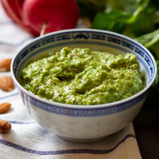 Radish leaves pesto