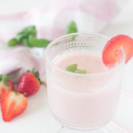 Strawberry smoothie with basil