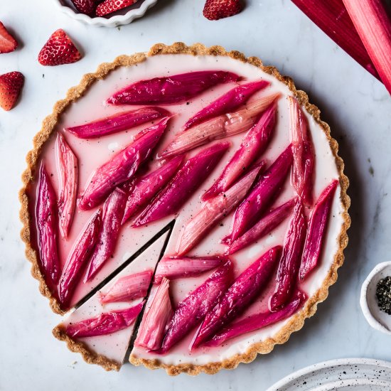 Strawberry Rhubarb Panna Cotta Tart