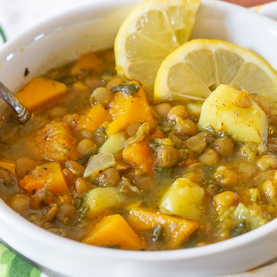 Greek Lentil & Spinach Soup