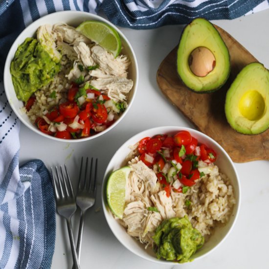 Quick Shredded Chicken Burrito Bowl