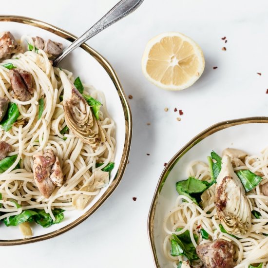 Lemon Chicken Pasta with Spinach an