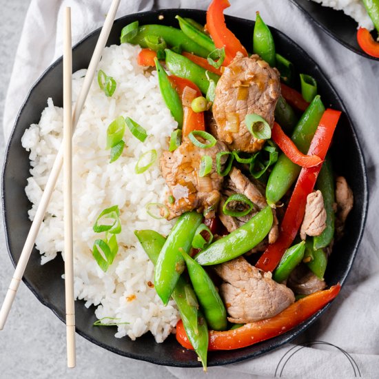 Simple Pork Stir Fry with Snap Peas