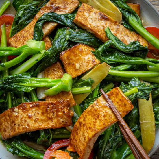 Gai lan (Chinese broccoli) stir-fry