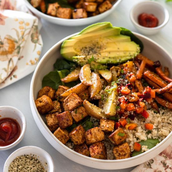 Roasted Tofu Veggies Nourish Bowls