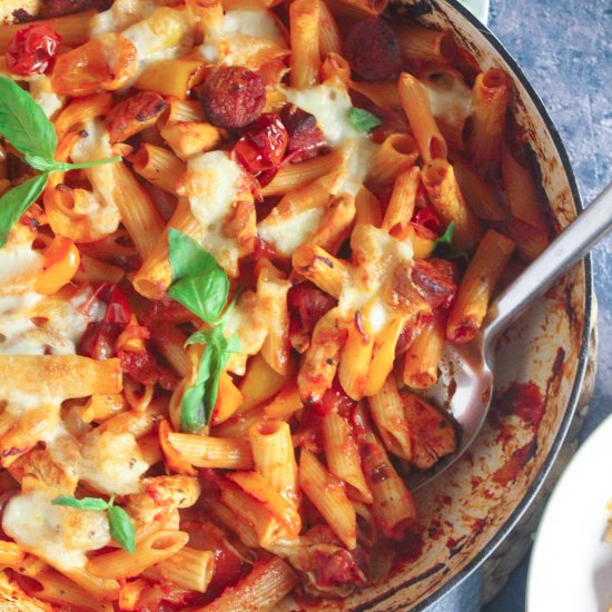 Chicken Chorizo Pasta Bake