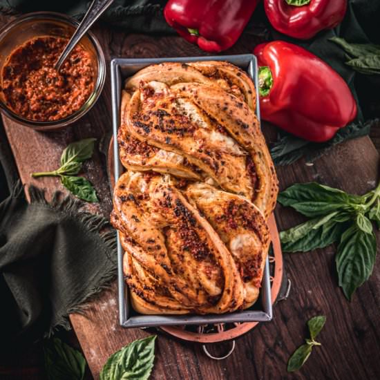 Red Pepper Pesto & Mozzarella Babka