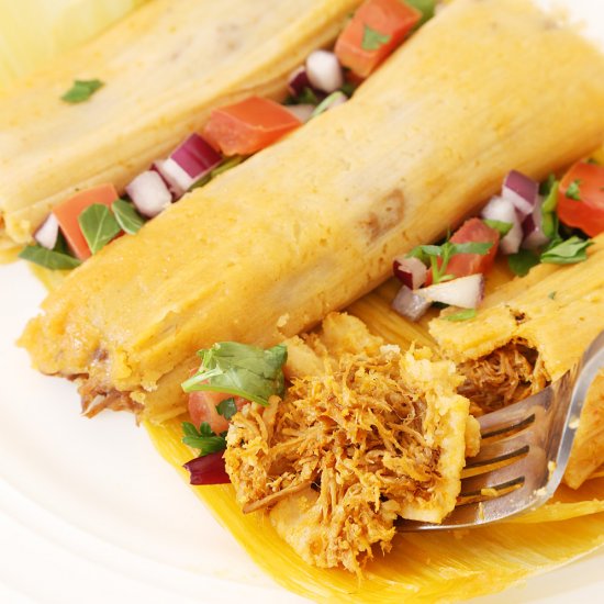 Mexican Tamales in Chili Colorado