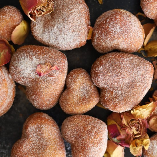 Cinnamon Sugar Heart Doughnuts