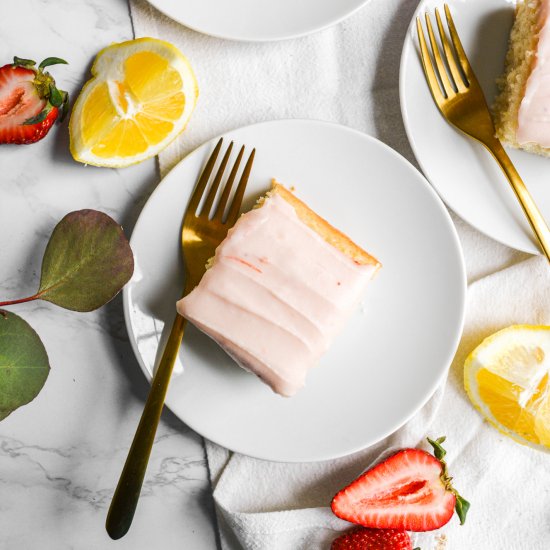 Lemon Cake with Strawberry Frosting