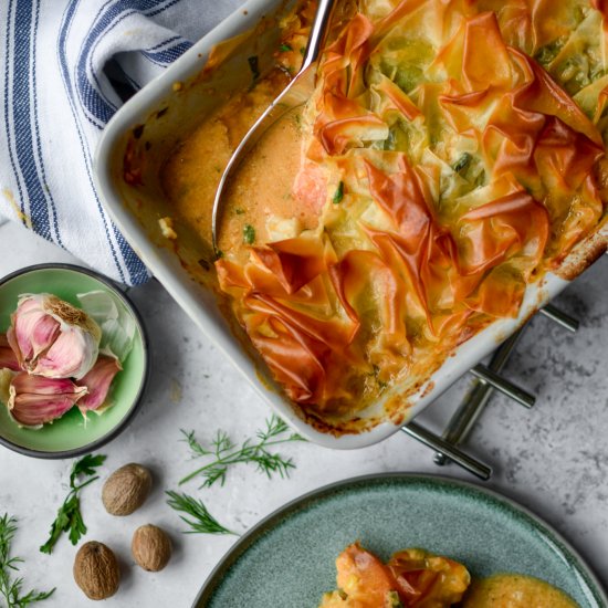 Filo Butternut Squash Fish Pie