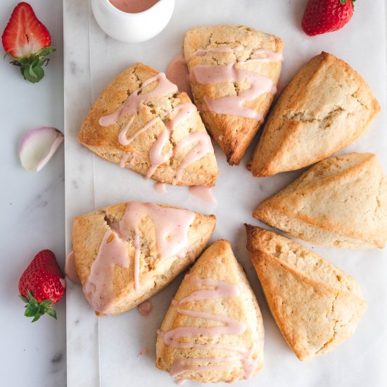 Strawberry Glazed Cream Scones