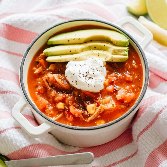 Shredded Chicken and Corn Taco Soup