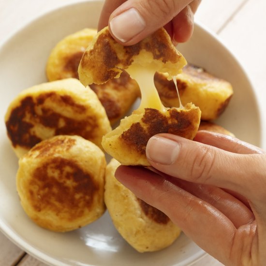 Vegan Potato Cakes with cheesy