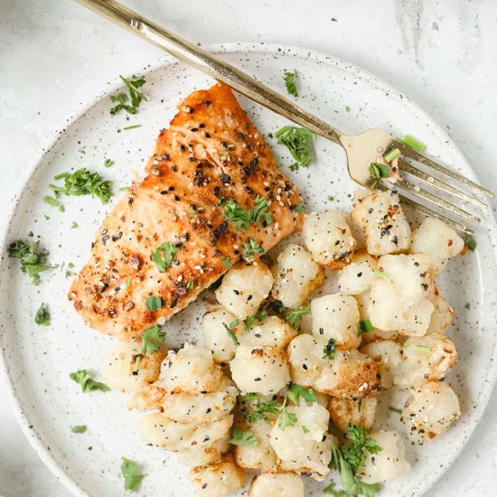 Air Fried Gnocchi and Salmon