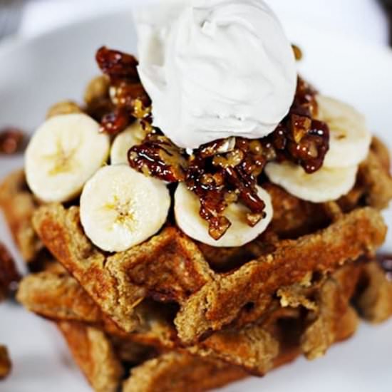 Banana Waffles with Whipped Cream