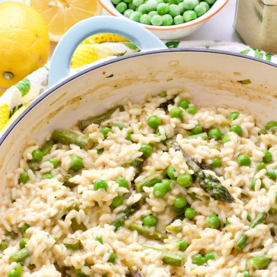 Vegan Pea and Asparagus Risotto