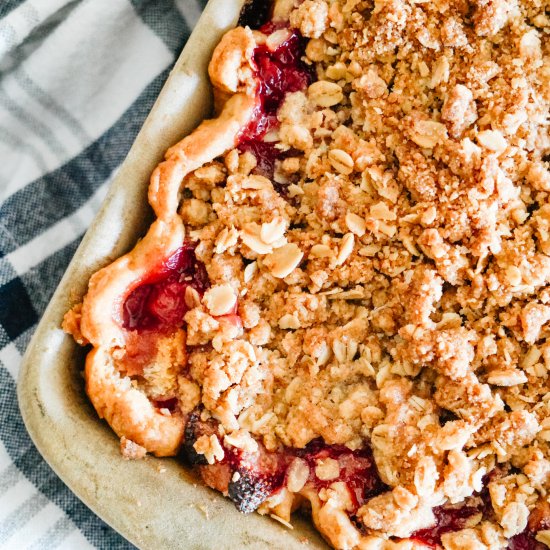 Strawberry Slab Pie with Oatmeal Cr