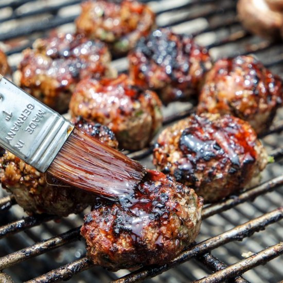 Grilled Meatballs with Teriyaki