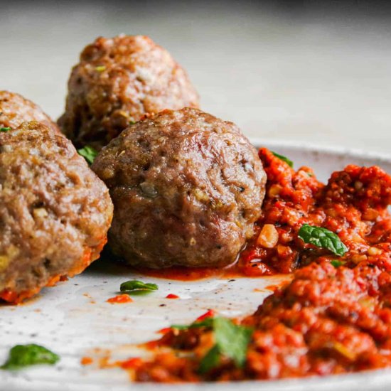 Lamb Meatballs with Romesco