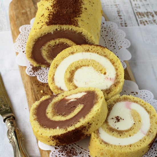 Neapolitan Ice Cream Cake Roll