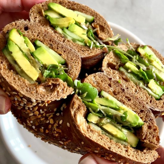 stuff-by-color bagel sandwich